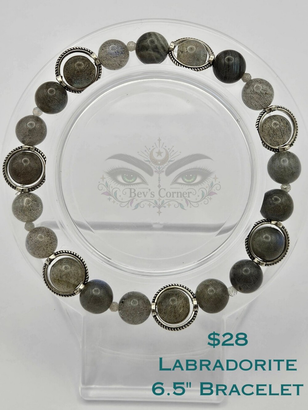 Handmade Silver-Accented Labradorite Stretch Bracelet